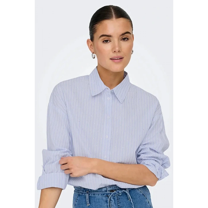 Only 15352703 Kadin Gomlek - Mavi Cizgili