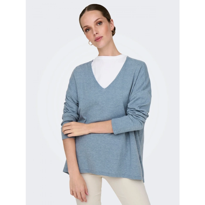 Only 15354092 V Yaka Kadin Triko - Mavi