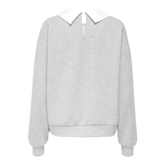 Only 15356097 Yaka Tas Isli Kadin Sweat - Gri