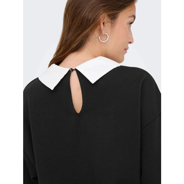 Only 15356097 Yaka Tas Isli Kadin Sweat - Siyah