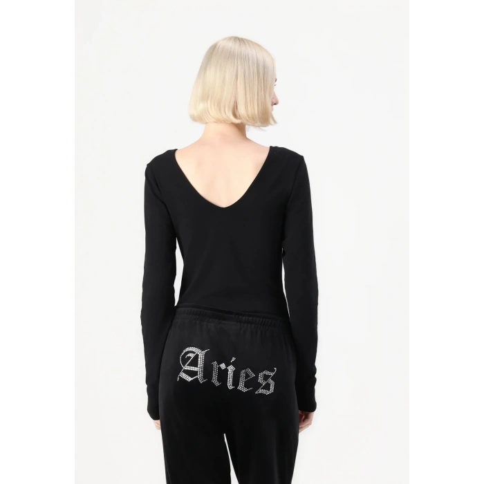 Only 15361325 Genis Yaka Leopar Desenli Kadin Body - Siyah