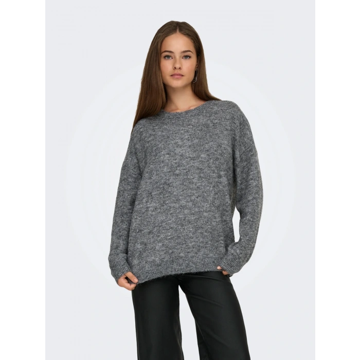 Only 15361348 0 Yaka Kadin Triko - Gri