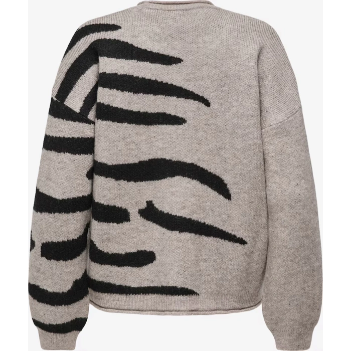 Only 15366517 0 Yaka Kadin Triko - Kahve Siyah