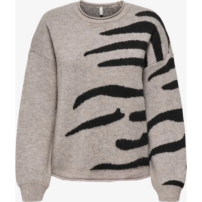 Only 15366517 0 Yaka Kadin Triko - Kahve Siyah