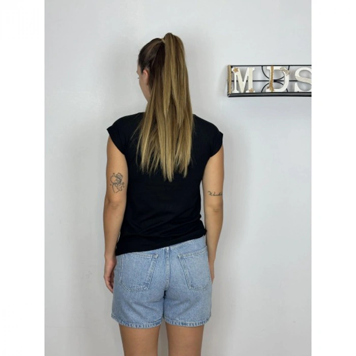 Only 15367570 Genis Yaka Kadin Body - Siyah