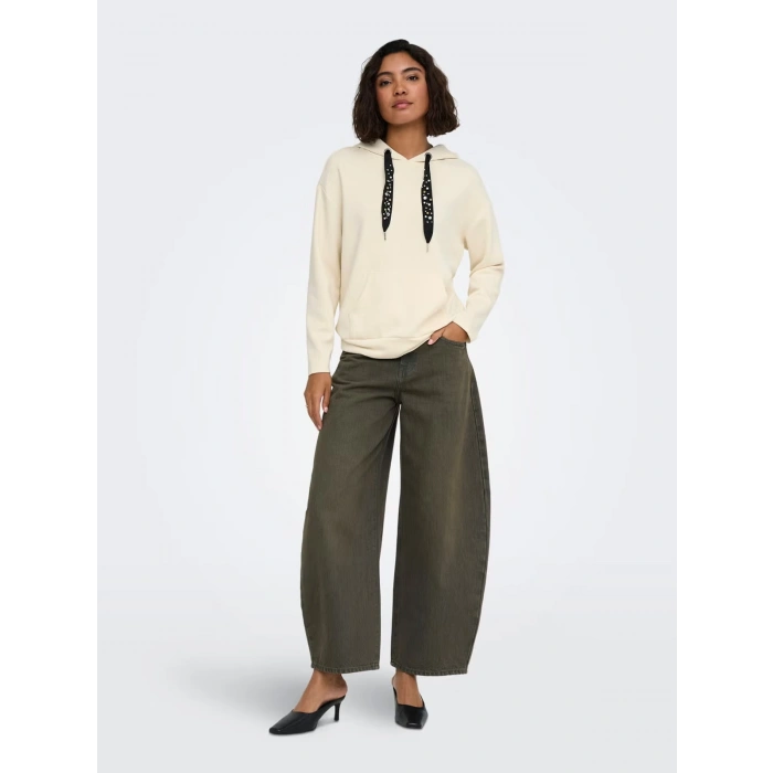 Only 15377809 Kapsonlu Kadin Sweat - Krem