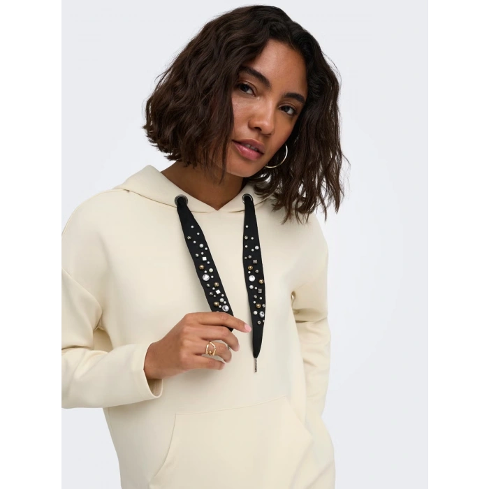 Only 15377809 Kapsonlu Kadin Sweat - Krem