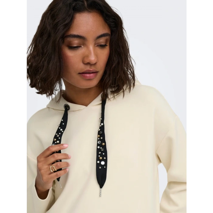 Only 15377809 Kapsonlu Kadin Sweat - Krem
