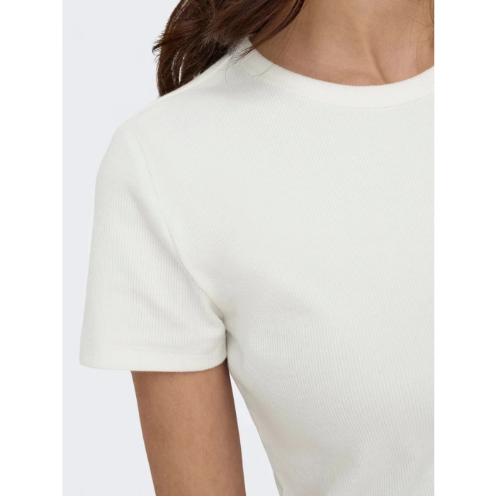 Only Jdy 15314449 0 Yaka Yatay Cizgili Kadın Body - Ekru