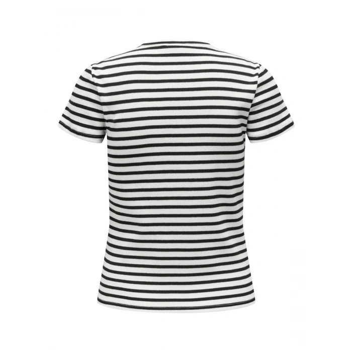 Only Jdy 15314449 0 Yaka Yatay Cizgili Kadın Body - Siyah Beyaz Cizgili