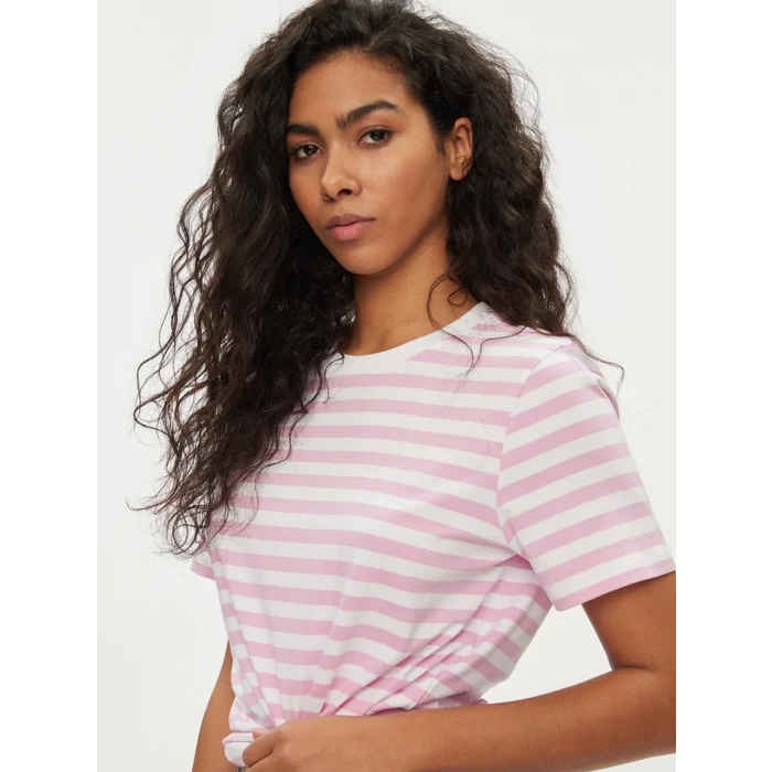 Only Pieces 17140802 0 Yaka Kadin Body - Pembe Cizgili