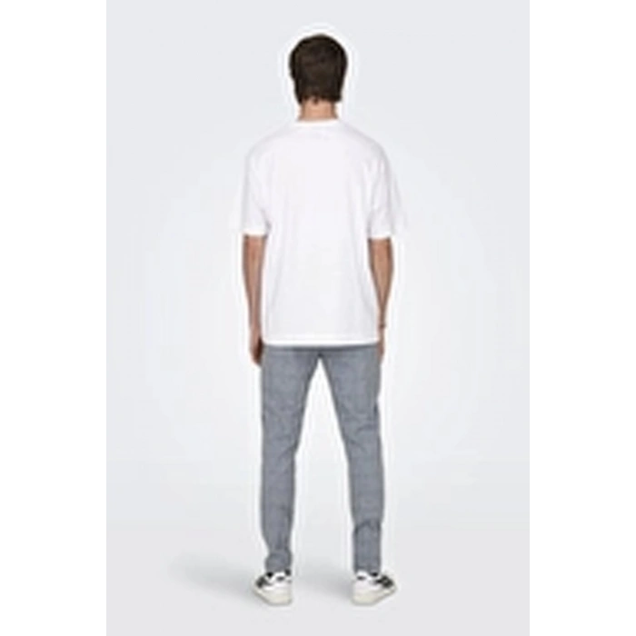 Only&sons 22022532 0 Yaka Erkek Tshirt - Beyaz