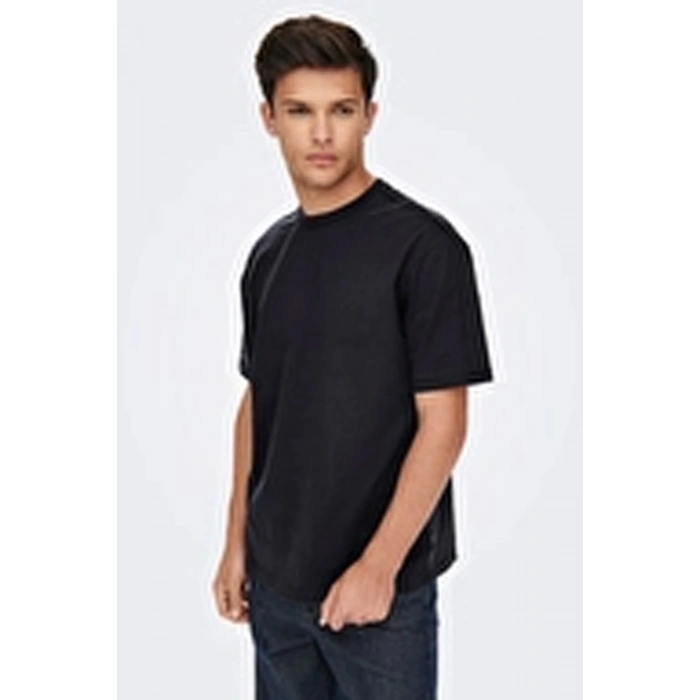 Only&sons 22022532 0 Yaka Erkek Tshirt - Siyah