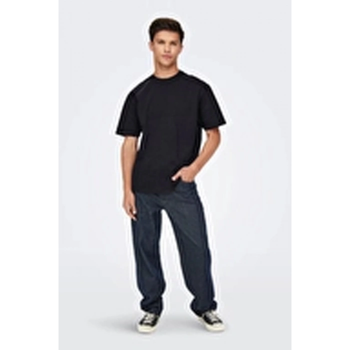 Only&sons 22022532 0 Yaka Erkek Tshirt - Siyah