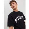 Jack&jones 12227718 0 Yaka Studio Yazili Erkek Tshirt - Siyah