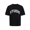 Jack&jones 12227718 0 Yaka Studio Yazili Erkek Tshirt - Siyah