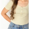 Only 15263806 Genis Yaka Fitilli Kumas 4 Dugme Bayan Body - Krem