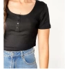 Only 15263806 Genis Yaka Fitilli Kumas 4 Dugme Bayan Body - Siyah