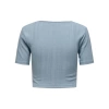 Only 15277721 Genis Yaka Fitilli Kumas Bayan Body - Mavi