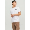 Jack&jones 12151955 0 Yaka Erkek Tshirt - Beyaz