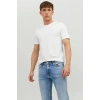 Jack&jones 12156101 0 Yaka Erkek Basic Tshirt - Beyaz