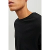Jack&jones 12156101 0 Yaka Erkek Basic Tshirt - Siyah