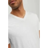 Jack&jones 12156102 V Yaka Erkek Tshirt - Beyaz