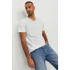 Jack&jones 12156102 V Yaka Erkek Tshirt - Beyaz
