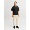 Jack&jones 12287988 Yakali Fitilli Erkek Tshirt - Siyah