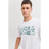 Jack&Jones 12288536 0 Yaka Erkek Tshirt - Beyaz