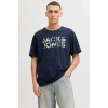 Jack&Jones 12288536 0 Yaka Erkek Tshirt - Lacivert