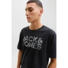 Jack&Jones 12288536 0 Yaka Erkek Tshirt - Siyah
