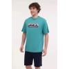 Lumberjack Roger 11otd2-31 0 Yaka Erkek Tshirt - Aqua