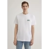 Mavi 0611714 0 Yaka Erkek Tshirt - Beyaz