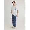 Mavi 0611745 0 Yaka Erkek Tshirt - Beyaz