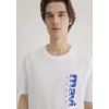 Mavi 0611745 0 Yaka Erkek Tshirt - Beyaz