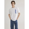 Mavi 0611745 0 Yaka Erkek Tshirt - Beyaz