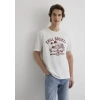Mavi 0612078 0 Yaka Erkek Tshirt - Ekru