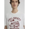 Mavi 0612078 0 Yaka Erkek Tshirt - Ekru
