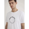 Mavi 0612406 0 Yaka Erkek Tshirt - Beyaz