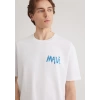 Mavi 0612468 0 Yaka Erkek Tshirt - Beyaz