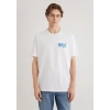 Mavi 0612468 0 Yaka Erkek Tshirt - Beyaz
