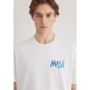Mavi 0612468 0 Yaka Erkek Tshirt - Beyaz