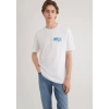 Mavi 0612468 0 Yaka Erkek Tshirt - Beyaz