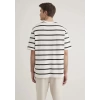 Mavi 0612512 0 Yaka Erkek Tshirt - Beyaz Cizgili