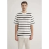 Mavi 0612512 0 Yaka Erkek Tshirt - Beyaz Cizgili