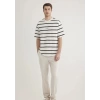 Mavi 0612512 0 Yaka Erkek Tshirt - Beyaz Cizgili
