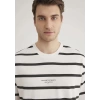 Mavi 0612512 0 Yaka Erkek Tshirt - Beyaz Cizgili