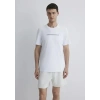 Mavi 0612647 0 Yaka Erkek Tshirt - Beyaz