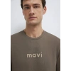 Mavi 0612732 0 Yaka Erkek Tshirt - Kahverengi